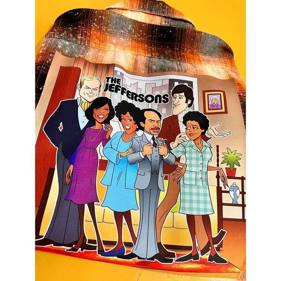 Goodfellow The Jeffersons 70s/80s Sitcom TV Show Orange Plaid Flannel Shacket M - Picture 6 of 6
